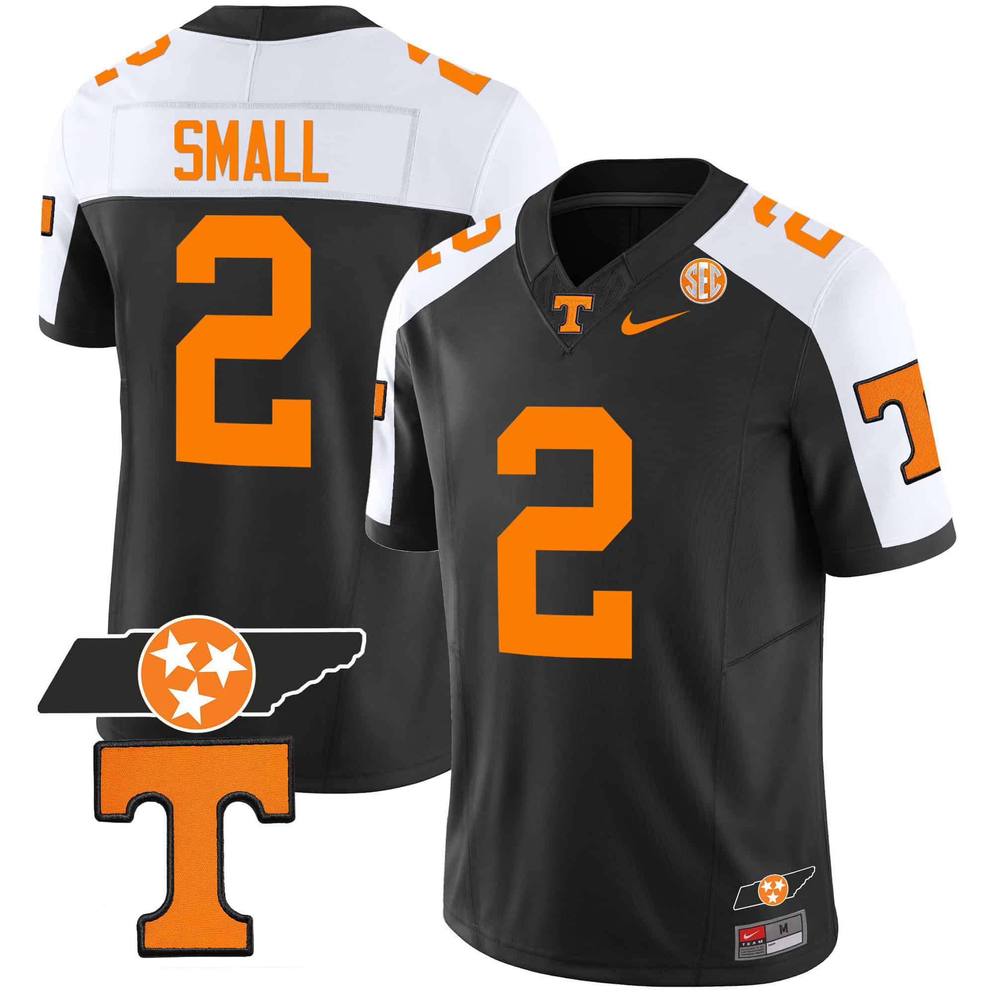 Men Tennessee Volunteers #2 Small Black 2024 Nike Checkerboard & Alternate NCAA Jersey